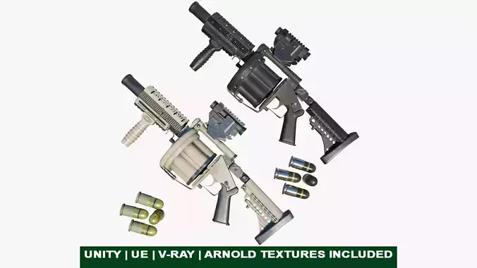 Collection of Grenade Launcher Gun All PBR Textures Included 