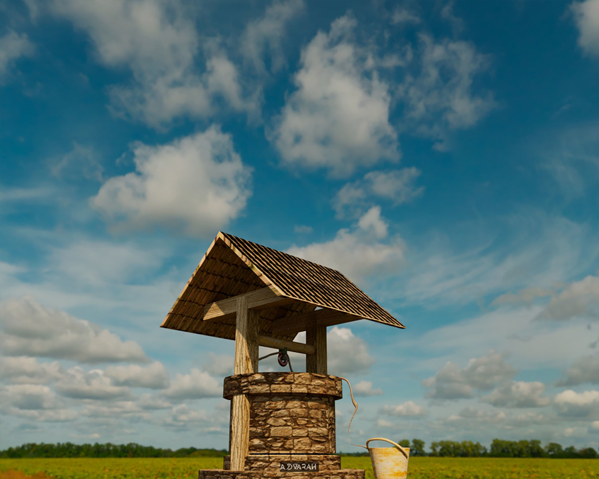 Medieval Well Vintage Well Low-poly 3D Model Low-poly 3D model_9