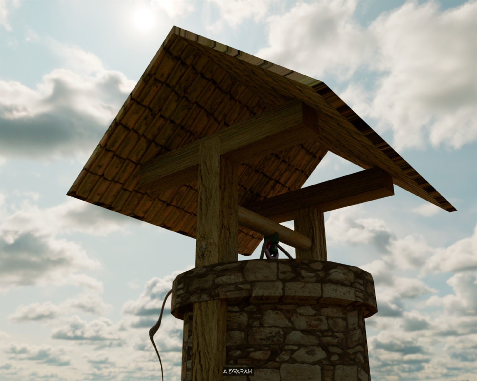 Medieval Well Vintage Well Low-poly 3D Model Low-poly 3D model_12