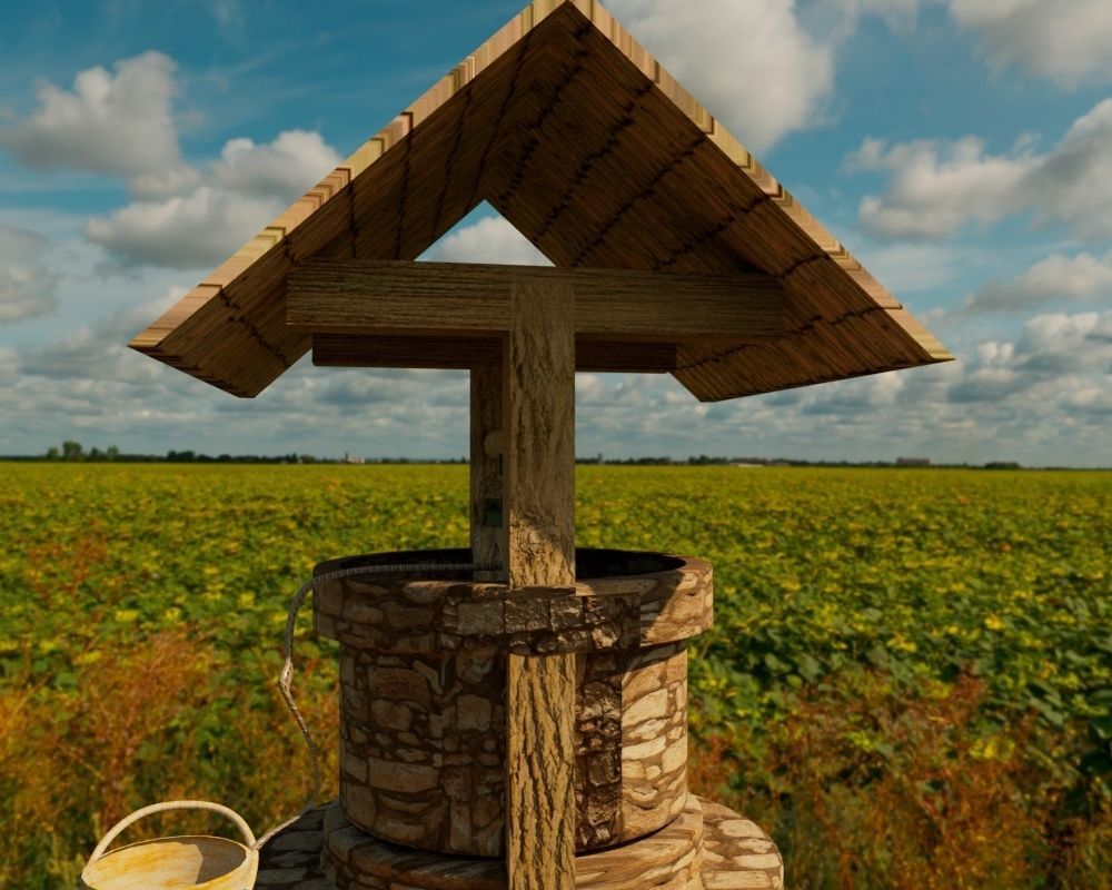 Medieval Well Vintage Well Low-poly 3D Model Low-poly 3D model_4