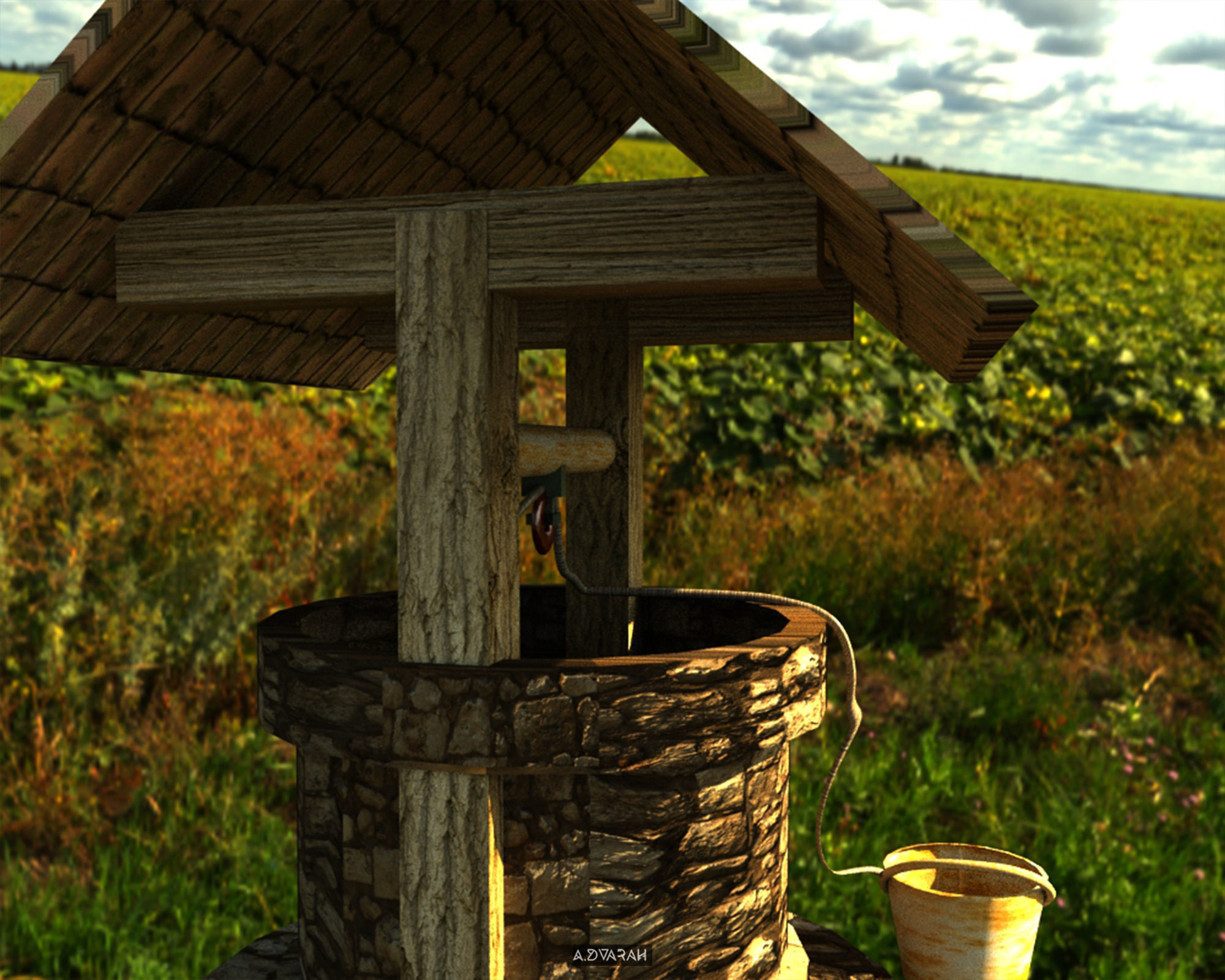 Medieval Well Vintage Well Low-poly 3D Model Low-poly 3D model_10