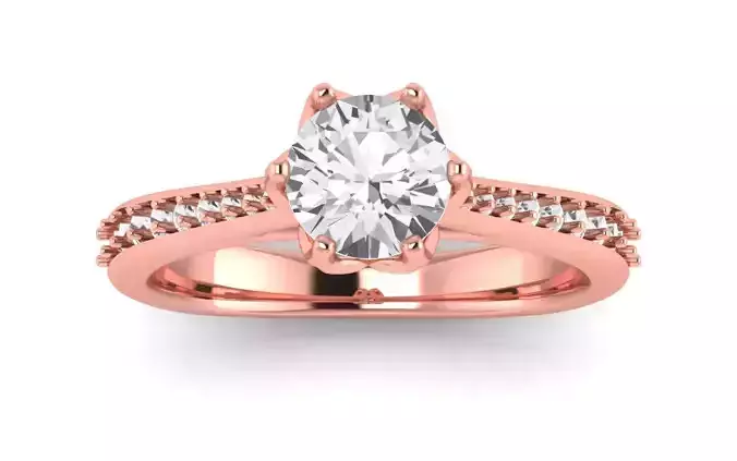 Women Engagement Round Stone Ring 3dm STL OBJ Renders Details