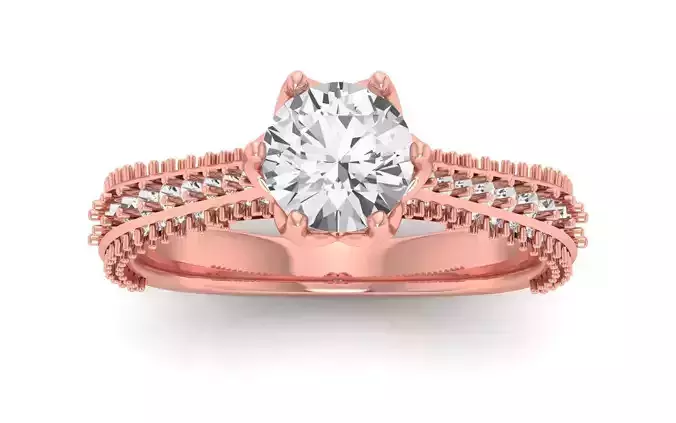 Women Engagement Round Stone Ring 3dm STL OBJ Renders Details