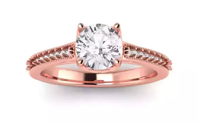 Women Engagement Round Stone Ring 3dm STL OBJ Renders Details