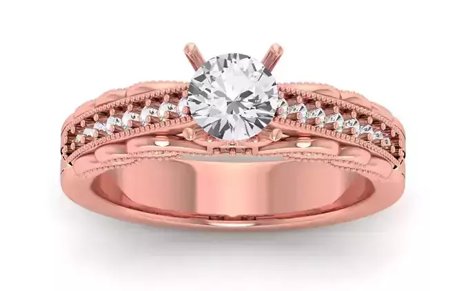 Women Engagement Round Stone Ring 3dm STL OBJ Renders Details