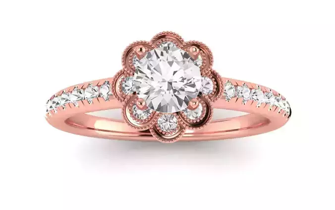 Solitaire Wedding Engagement Women Ring Flower Ring