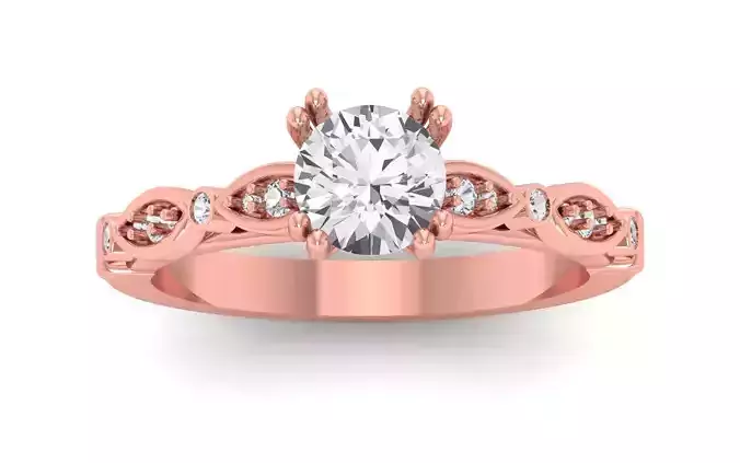 Solitaire Wedding Engagement Women Ring Leaf Band Ring