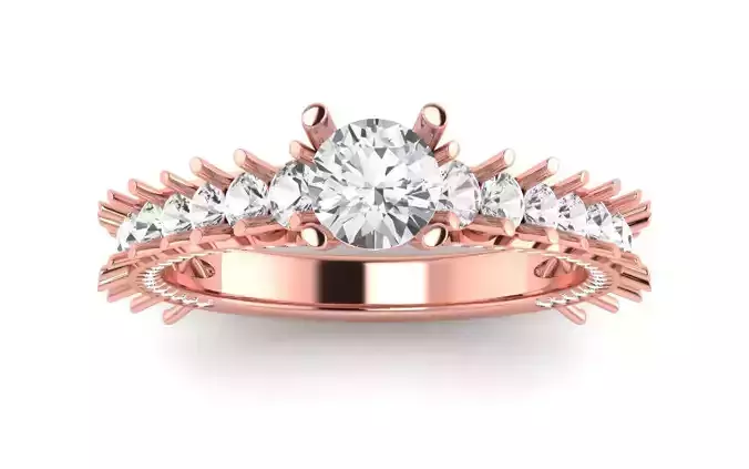 Solitaire Engagement Women Round Stone Ring Straight Ring 3D print model