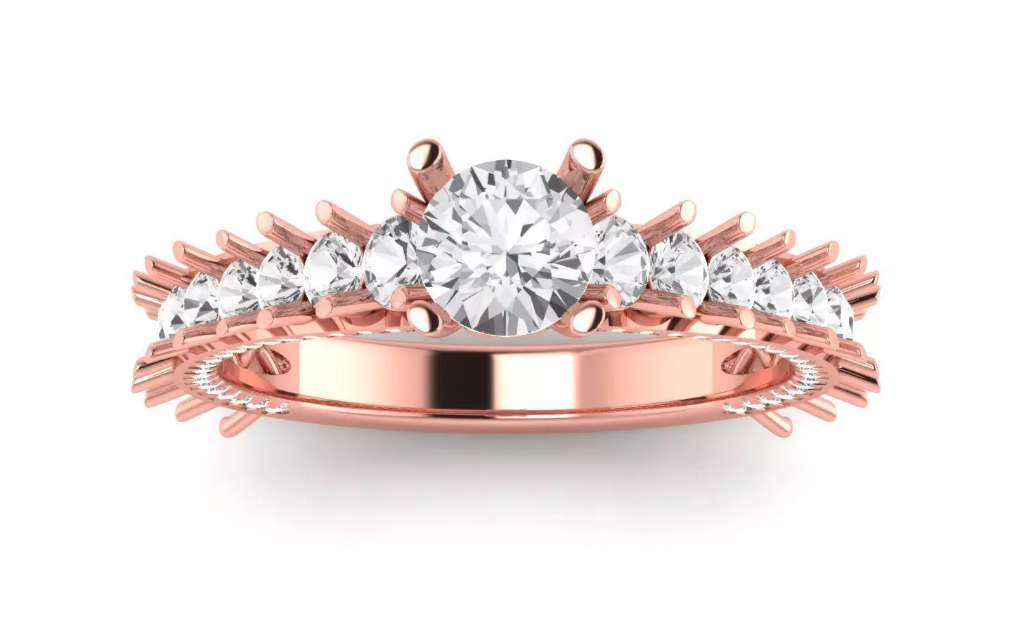 Solitaire Engagement Women Round Stone Ring Straight Ring 3D print model_0