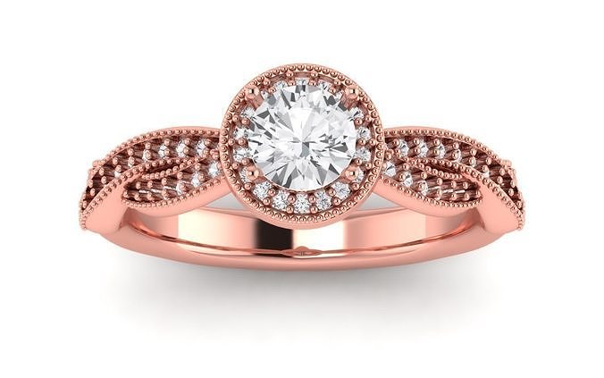 Solitaire Wedding Engagement Women Ring Twist Band Ring 3D print model