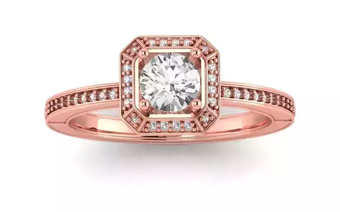 Hidden Halo Wedding Engagement Women Square Hole Ring 3D print model