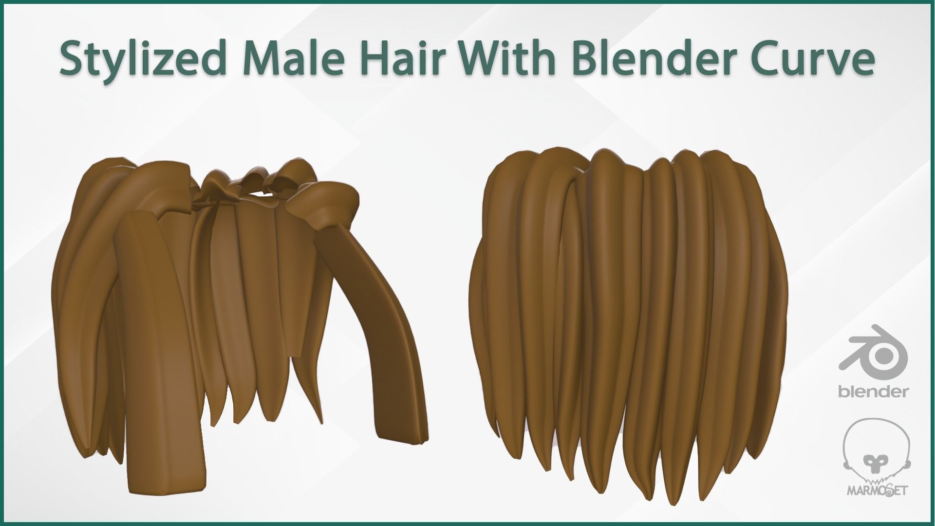 Stylize Male Hair with Blender curve 2 Low-poly 3D model_2
