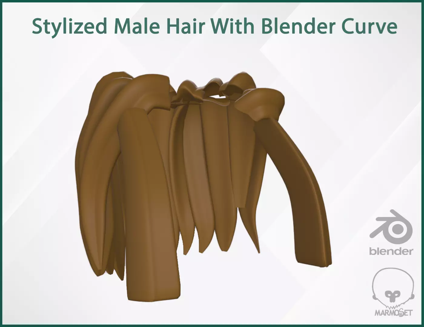 Stylize Male Hair with Blender curve 2 Low-poly 3D model_0
