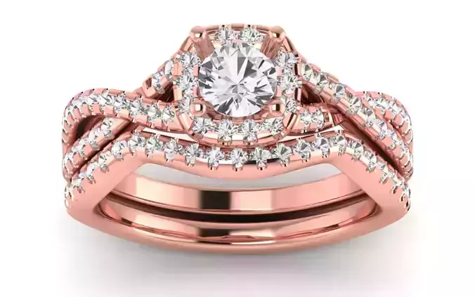 Bridal Set Solitaire Wedding Engagement Women Twisted Ring