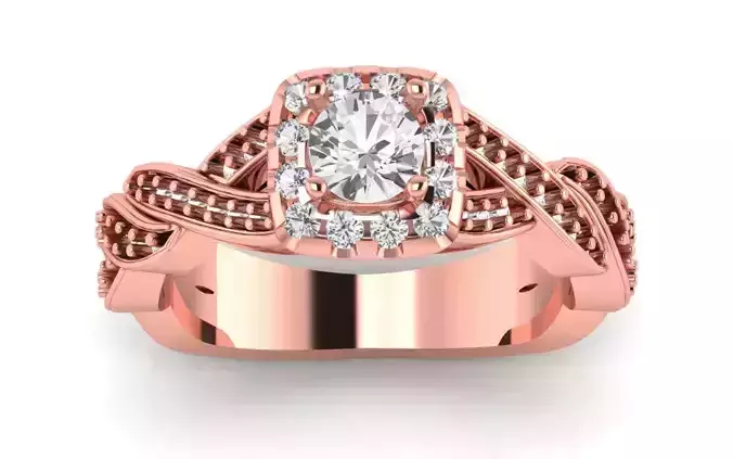 Halo Ring Solitaire Wedding Engagement Women Twisted Ring