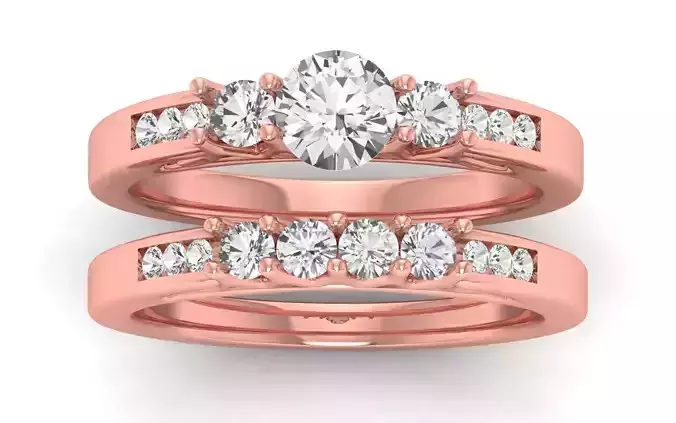 Bridal Set Solitaire Wedding Engagement Women Ring Set