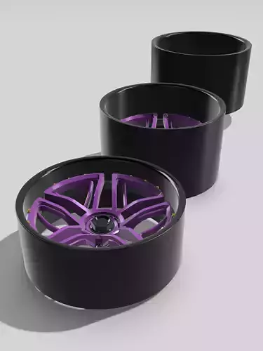 20inch INTERLINK Concave Wheels 3 offsets w Tires 3D print model