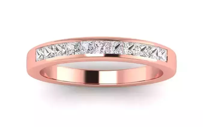Princess Diamond Half Eternity Wedding Engagement Women Ring 3D print model