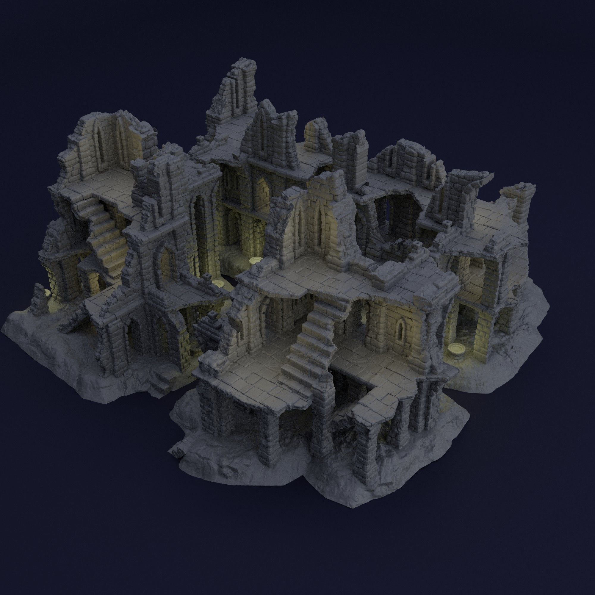 Old Ruins Tabletop Terrain 28 MM 3D print model_2