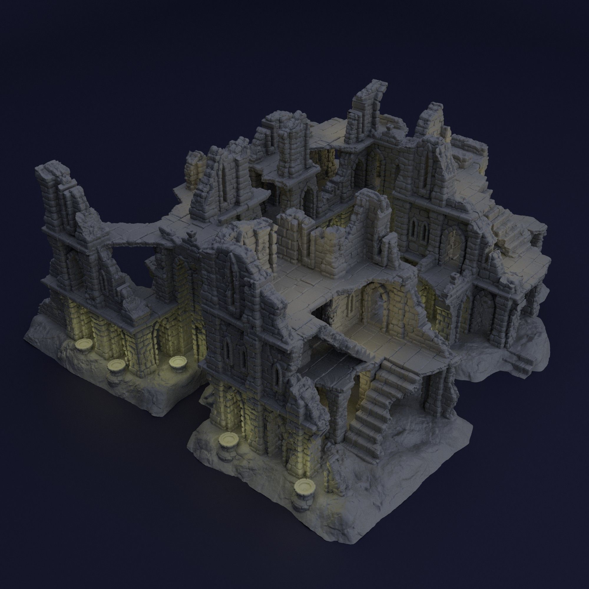 Old Ruins Tabletop Terrain 28 MM 3D print model_3