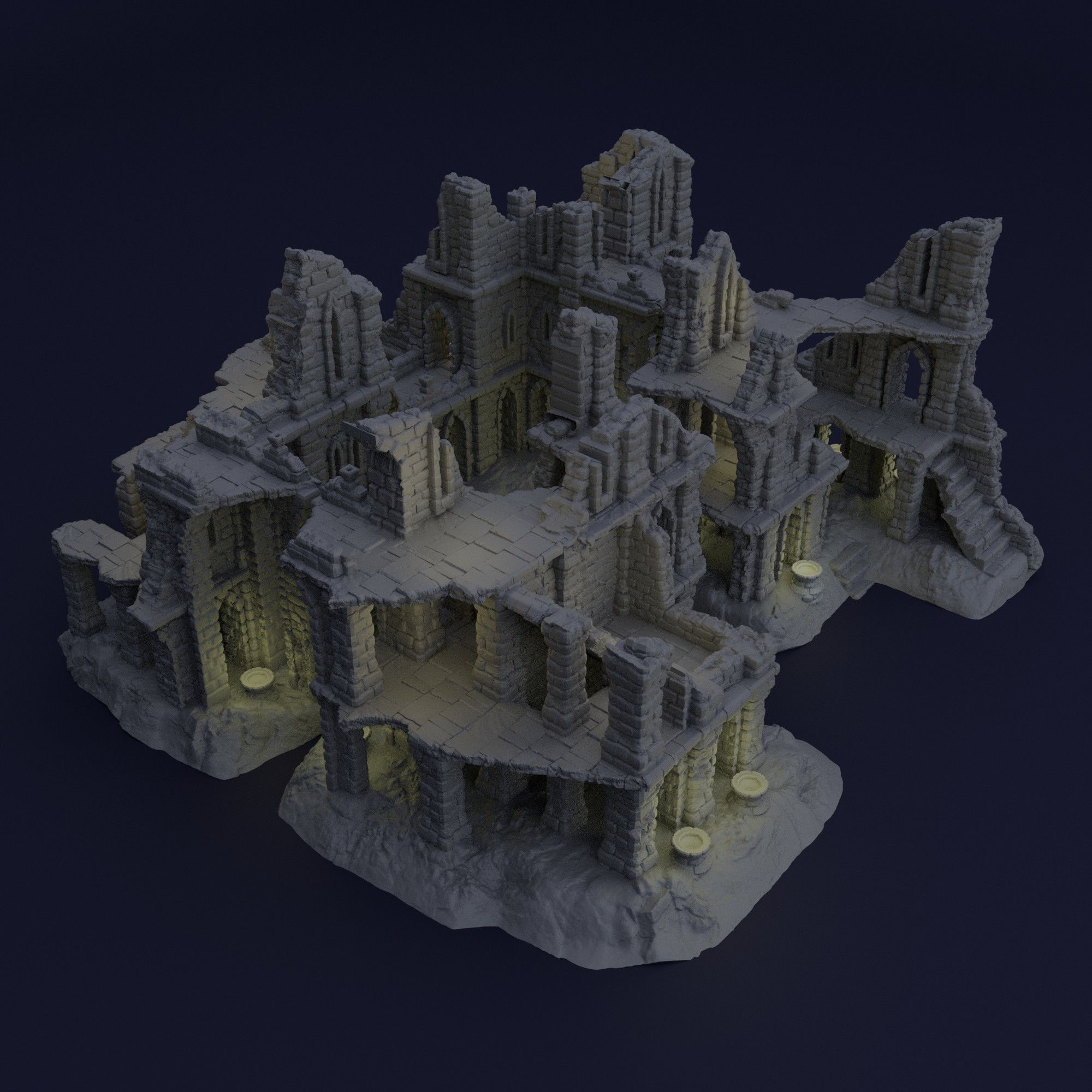 Old Ruins Tabletop Terrain 28 MM 3D print model_1