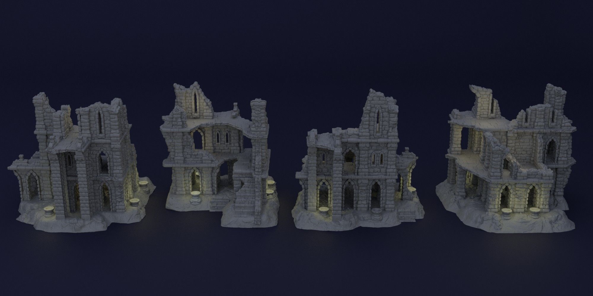 Old Ruins Tabletop Terrain 28 MM 3D print model_5