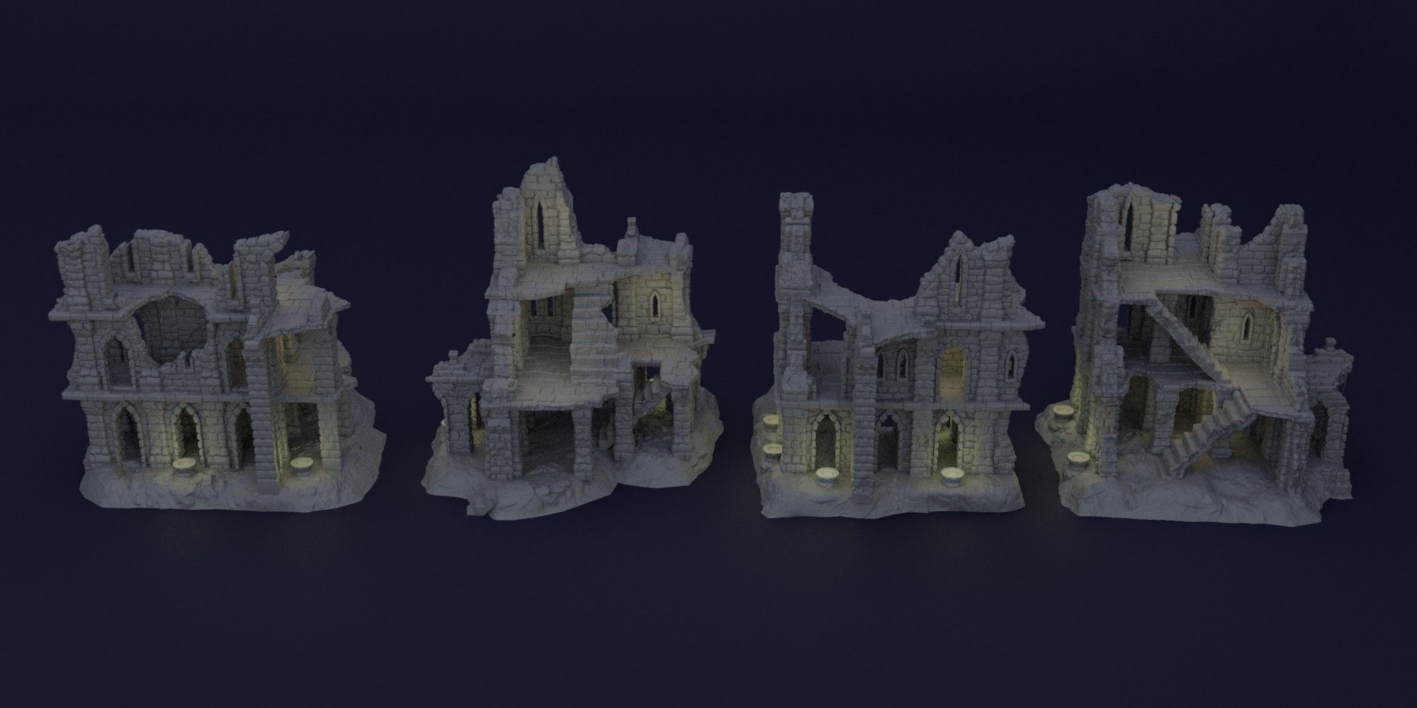 Old Ruins Tabletop Terrain 28 MM 3D print model_4