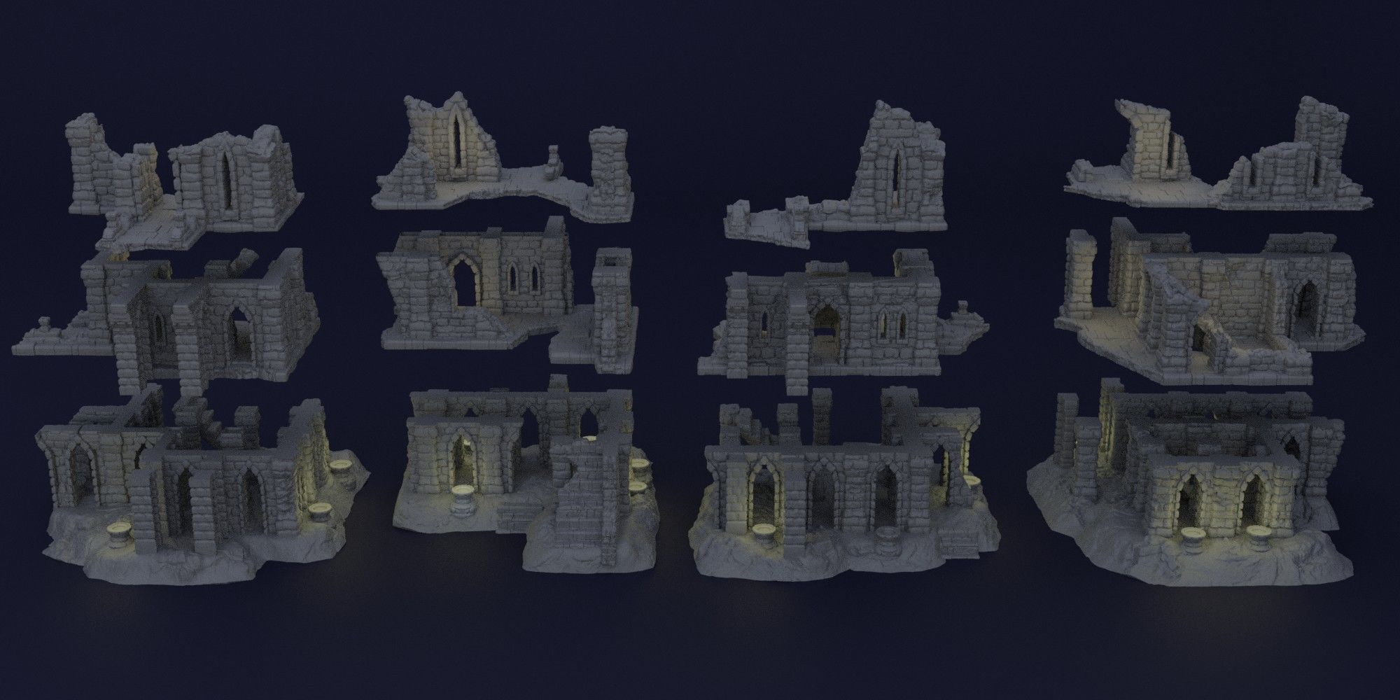 Old Ruins Tabletop Terrain 28 MM 3D print model_6