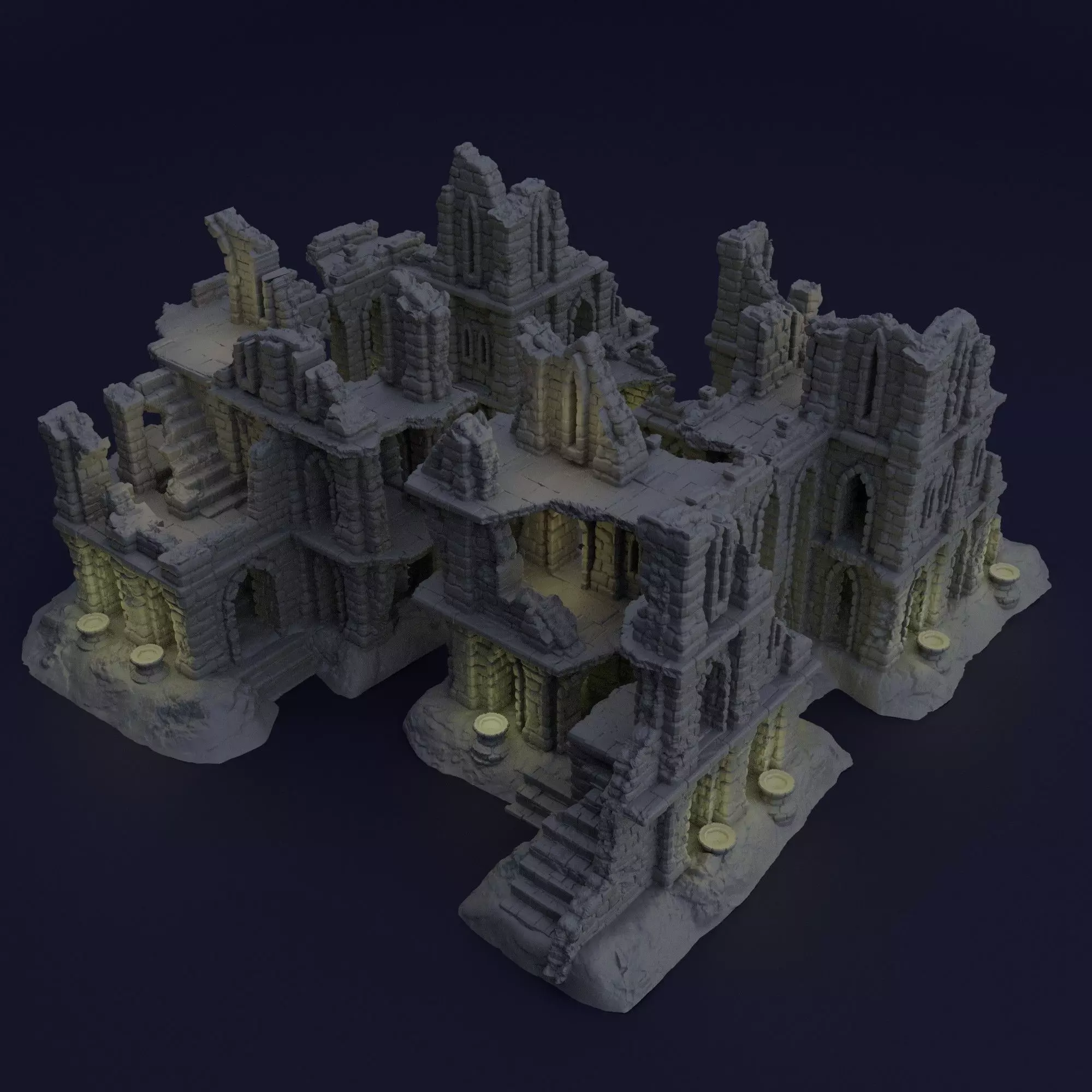 Old Ruins Tabletop Terrain 28 MM 3D print model_0