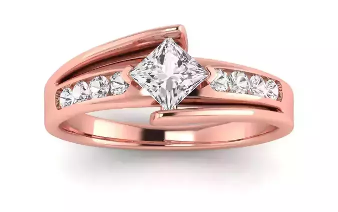 Women Engagement Princess Stone Ring 3dm STL OBJ Renders Details
