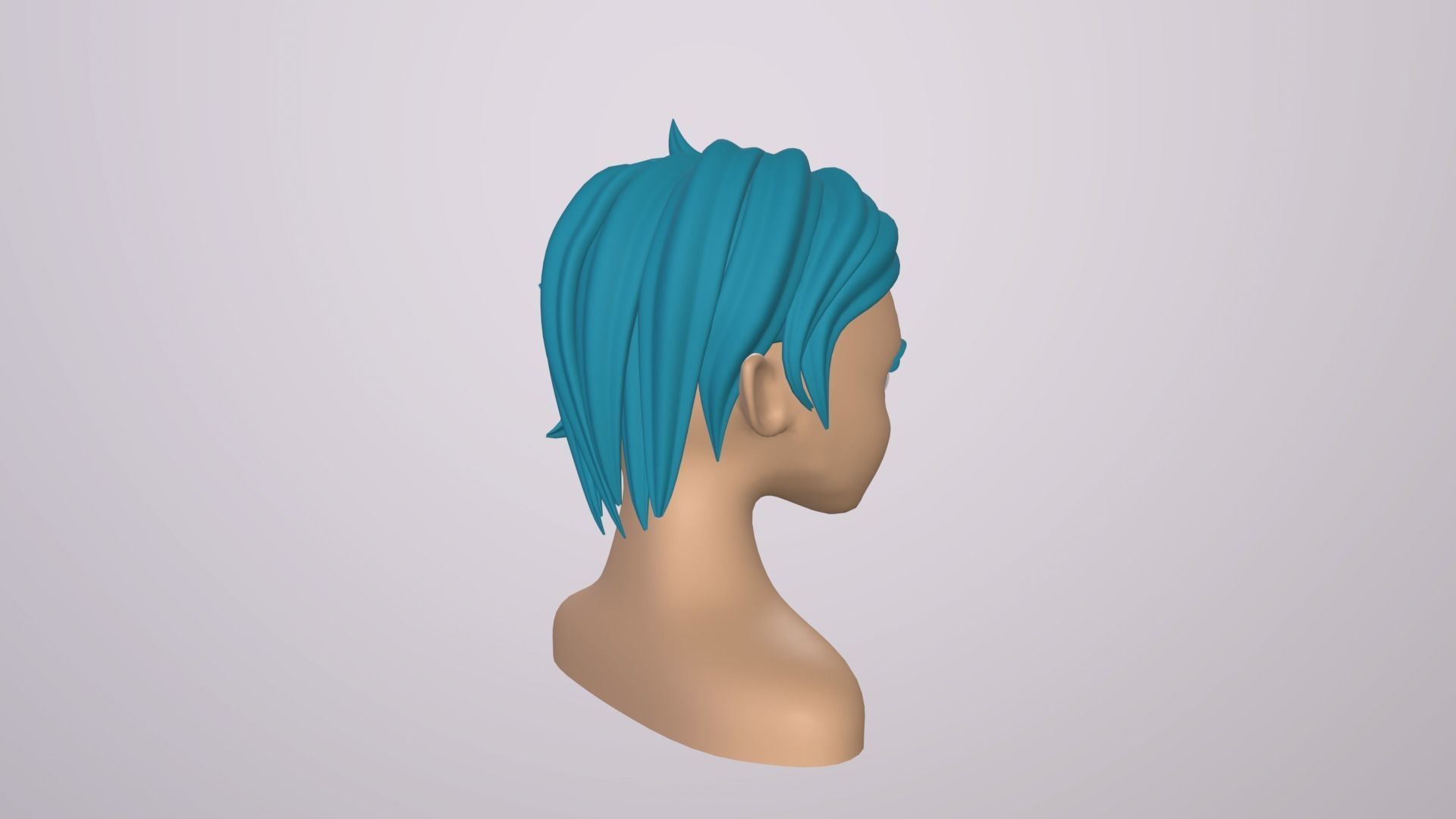 Male Head Stylized Base mesh with Hair in blender curve 3 Low-poly 3D model_9