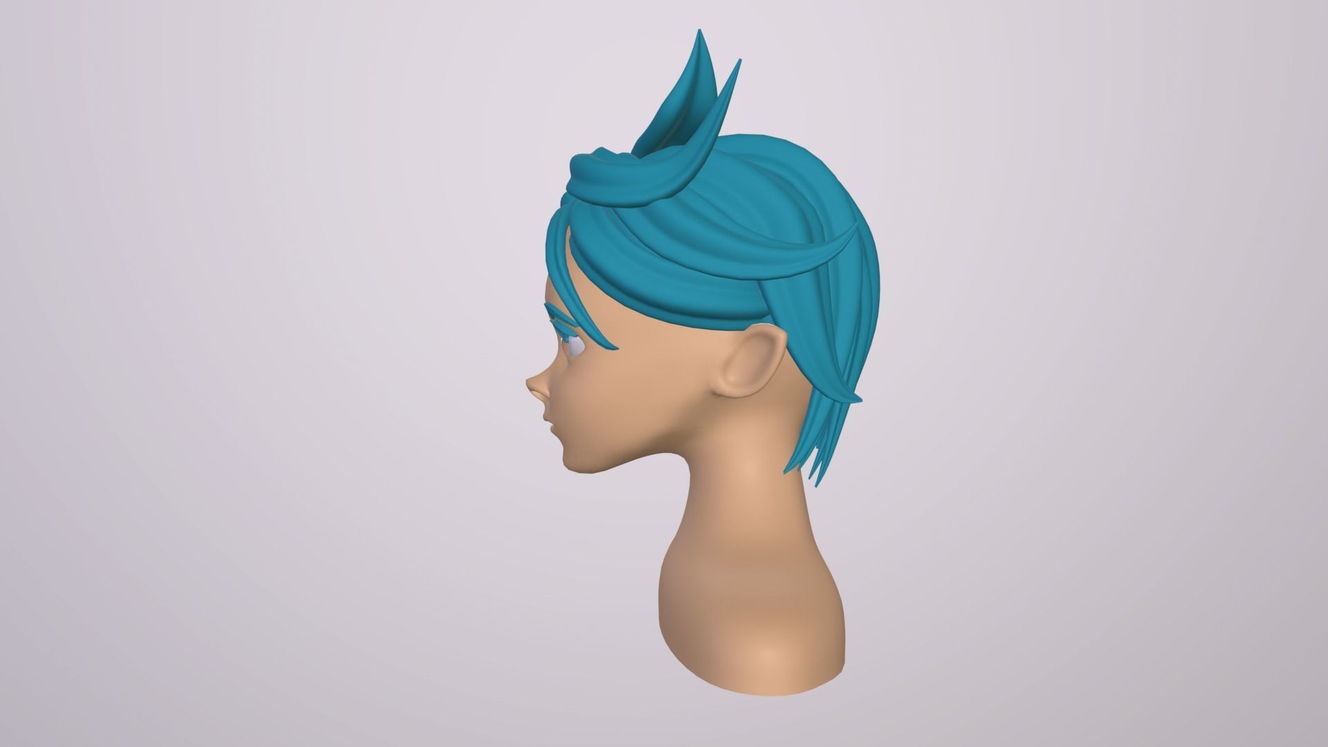 Male Head Stylized Base mesh with Hair in blender curve 3 Low-poly 3D model_14