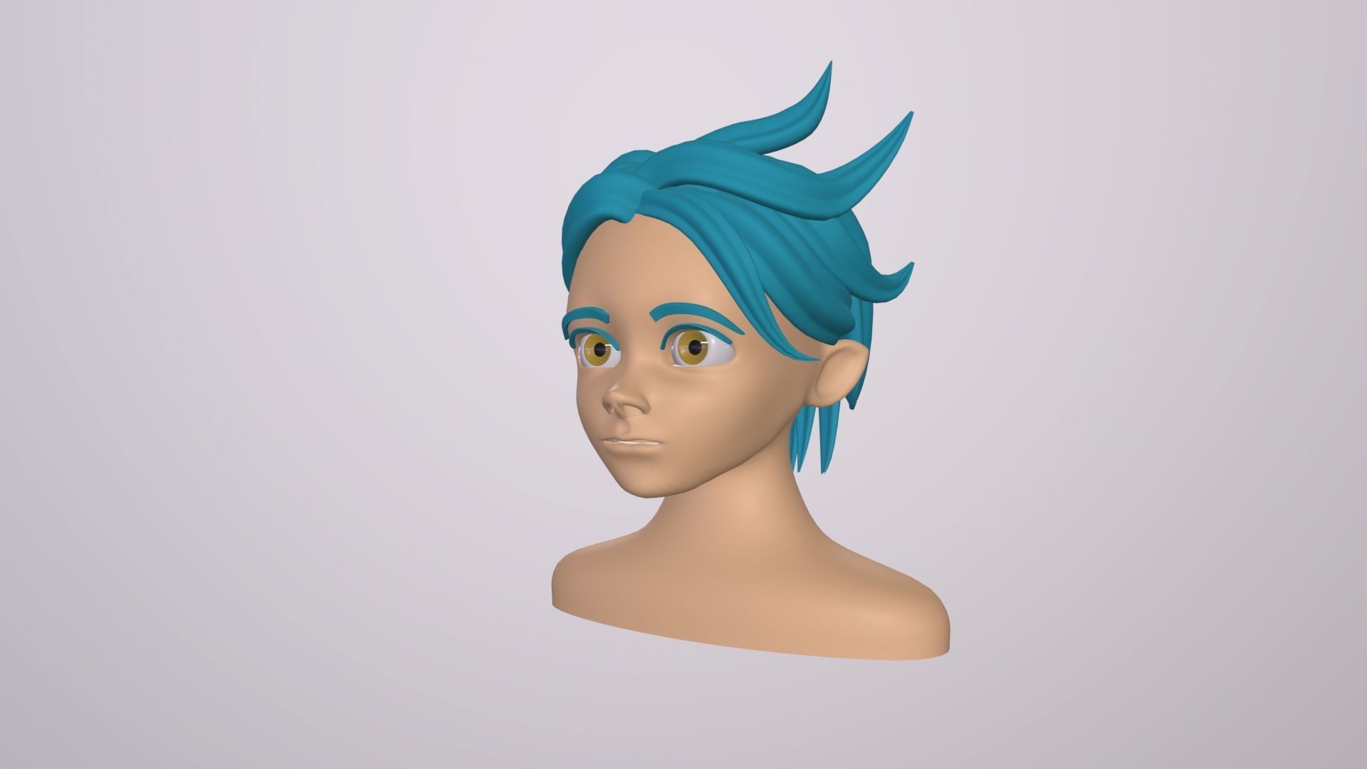 Male Head Stylized Base mesh with Hair in blender curve 3 Low-poly 3D model_16