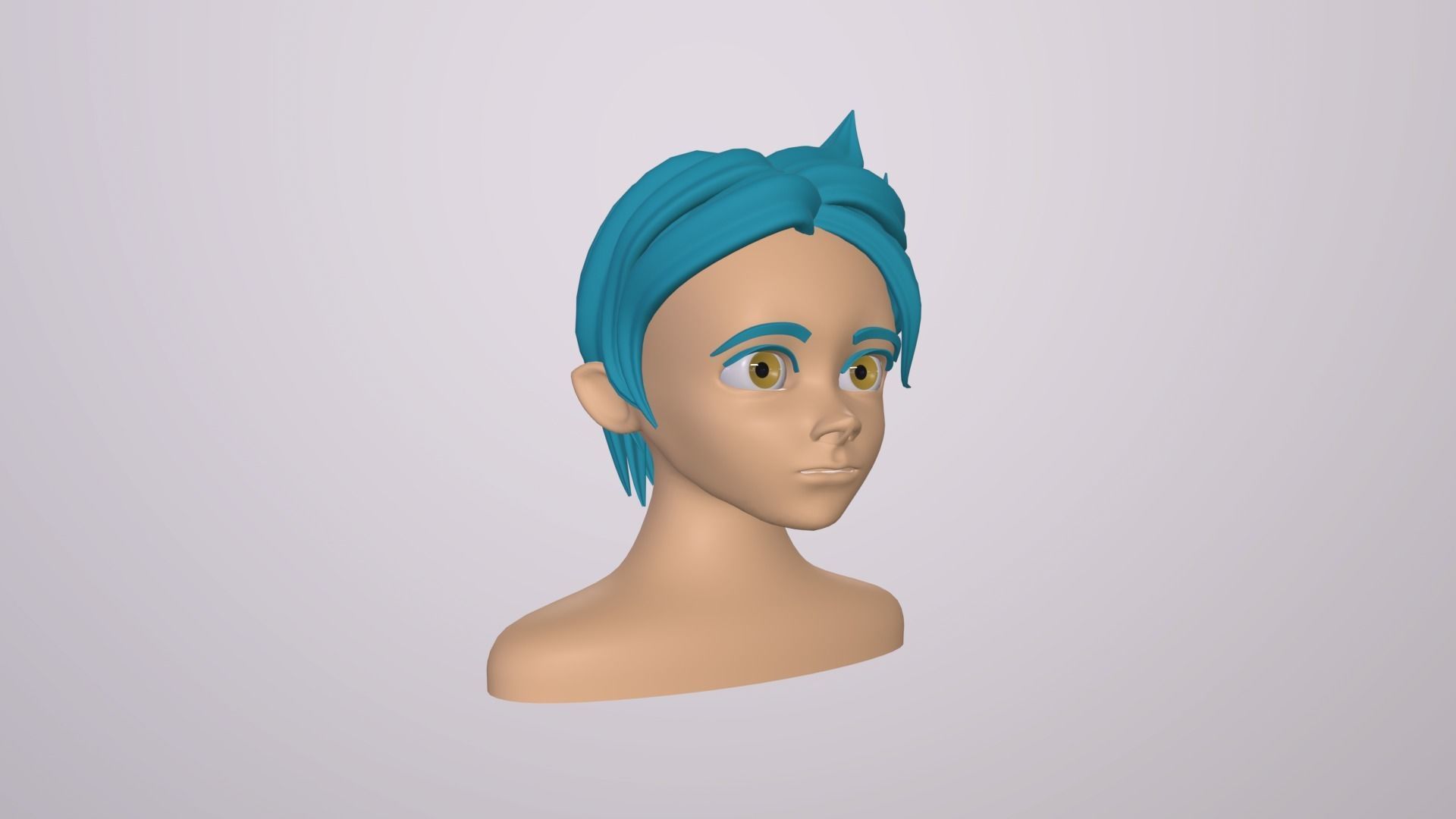 Male Head Stylized Base mesh with Hair in blender curve 3 Low-poly 3D model_6
