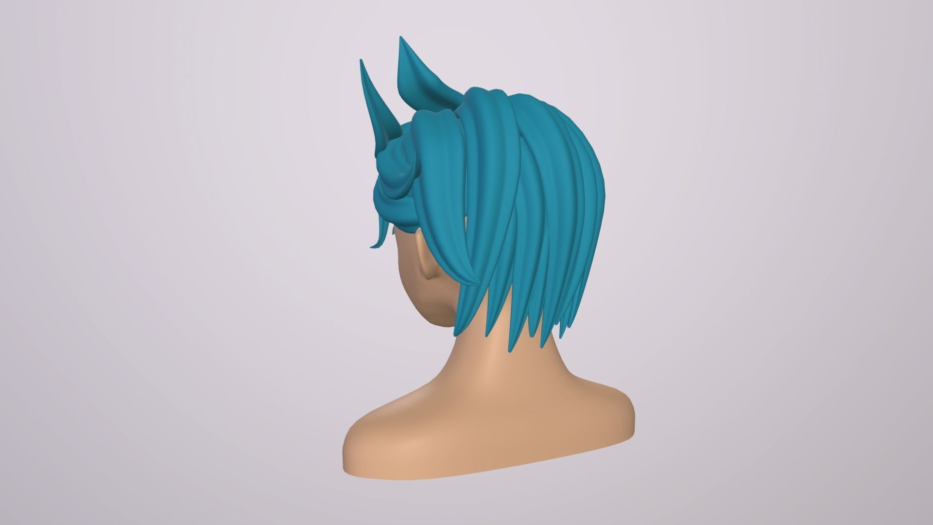 Male Head Stylized Base mesh with Hair in blender curve 3 Low-poly 3D model_12
