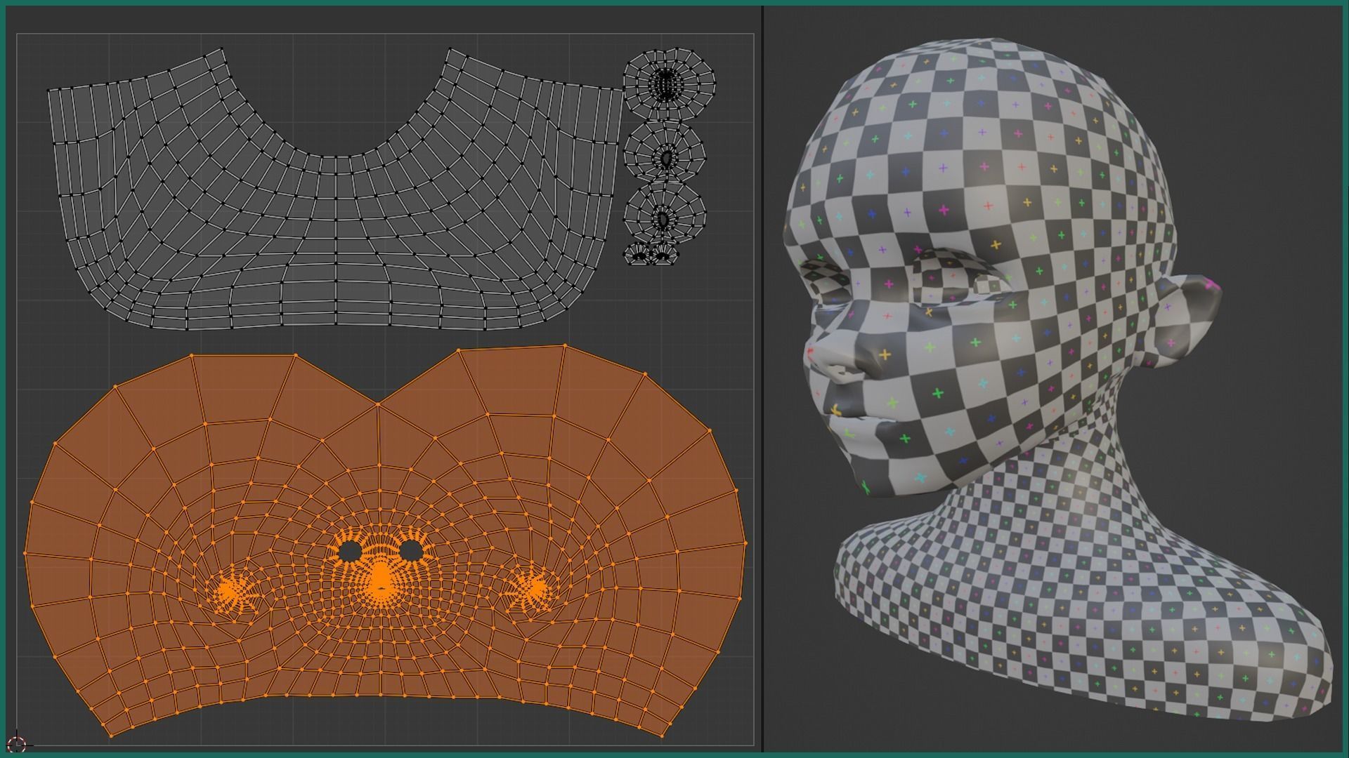 Male Head Stylized Base mesh with Hair in blender curve 3 Low-poly 3D model_3