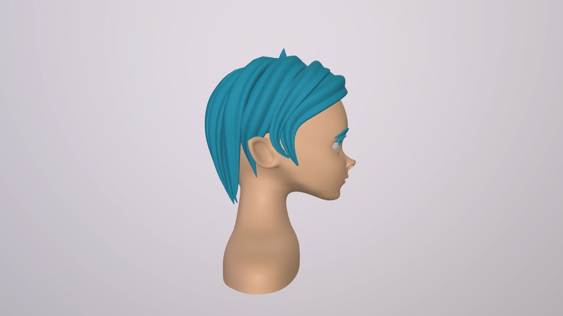 Male Head Stylized Base mesh with Hair in blender curve 3 Low-poly 3D model_8