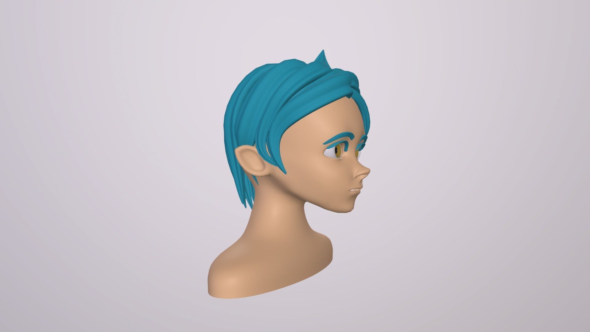 Male Head Stylized Base mesh with Hair in blender curve 3 Low-poly 3D model_7