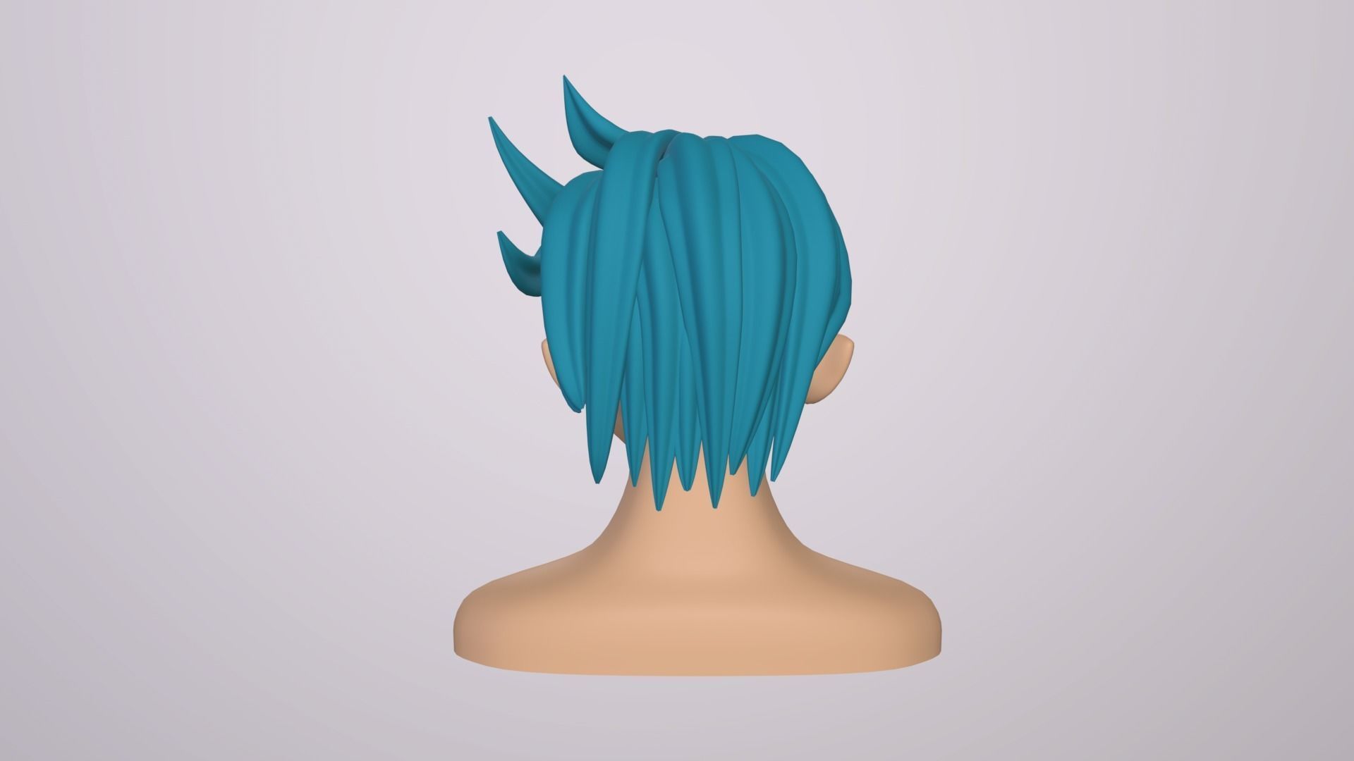 Male Head Stylized Base mesh with Hair in blender curve 3 Low-poly 3D model_11
