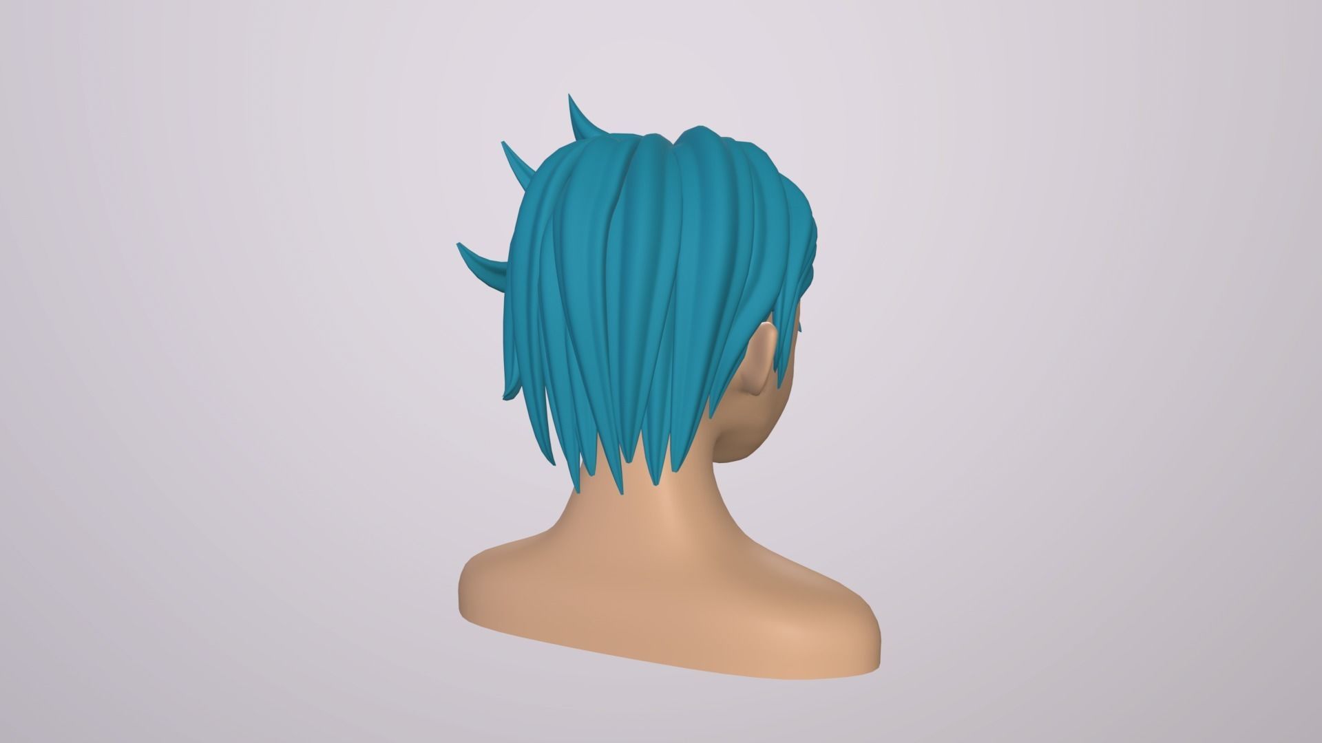 Male Head Stylized Base mesh with Hair in blender curve 3 Low-poly 3D model_10
