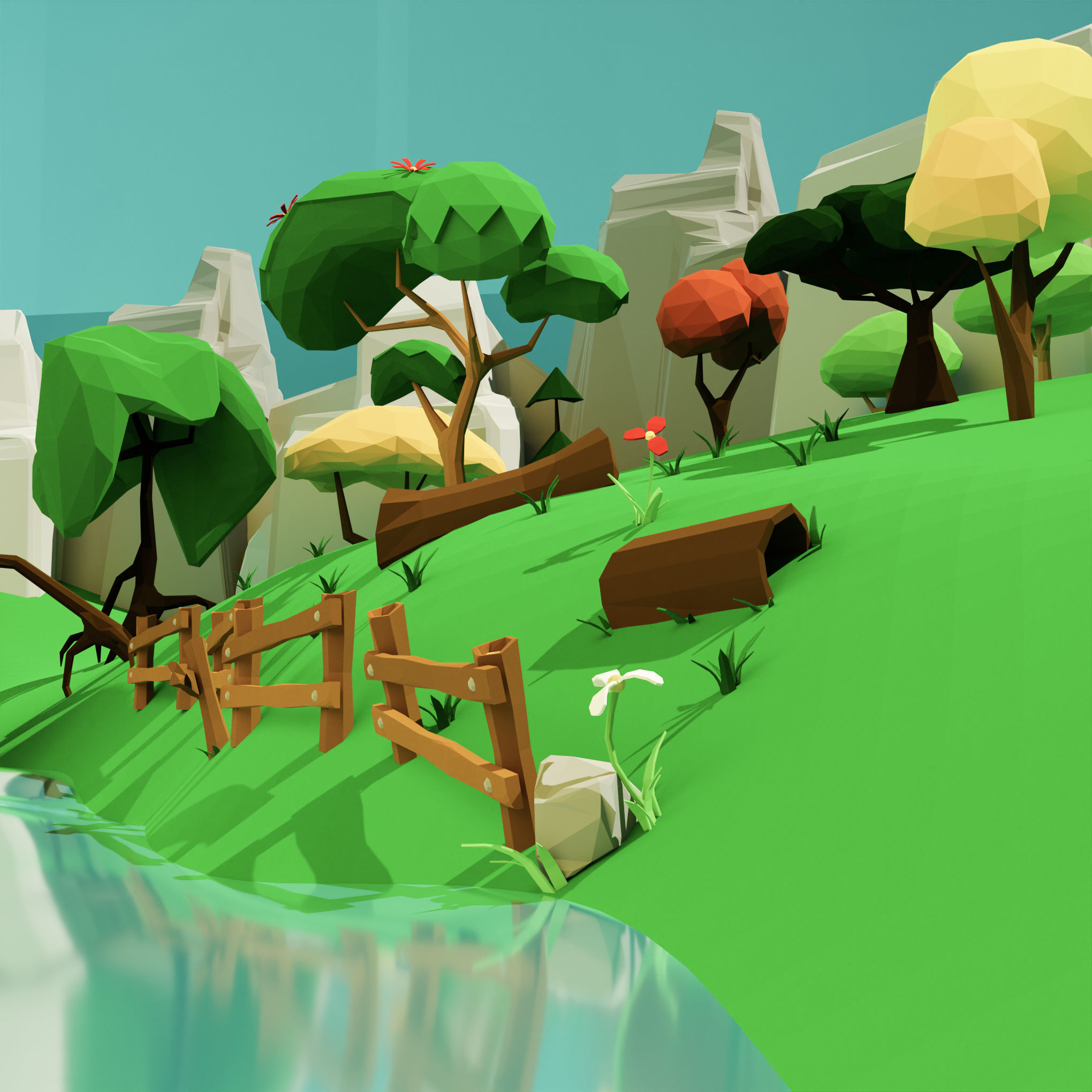 Natural pack Low-poly 3D model_1