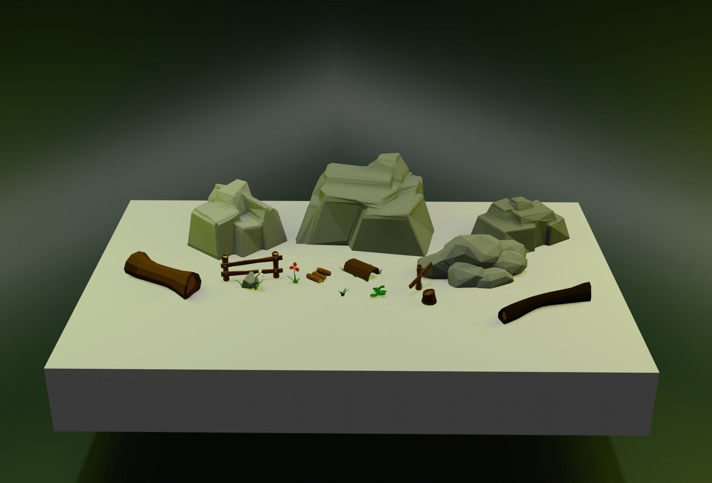 Natural pack Low-poly 3D model_3