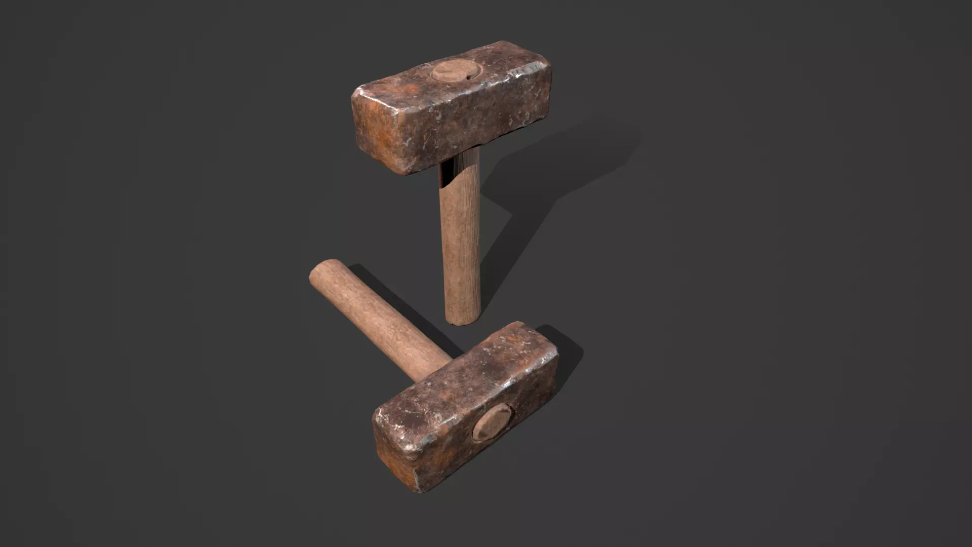 Blacksmith Iron Hammer Game Prop - Medieval Asset Low-poly 3D model_0