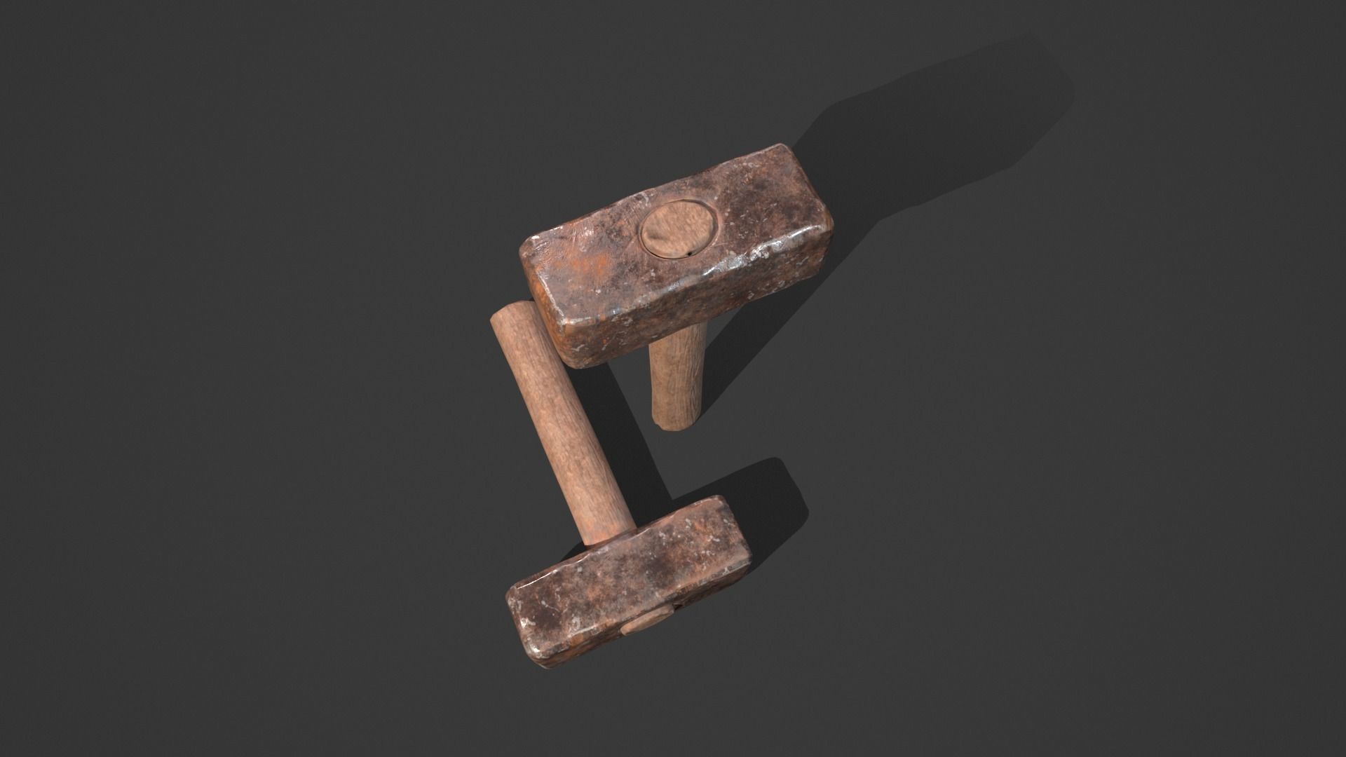 Blacksmith Iron Hammer Game Prop - Medieval Asset Low-poly 3D model_4
