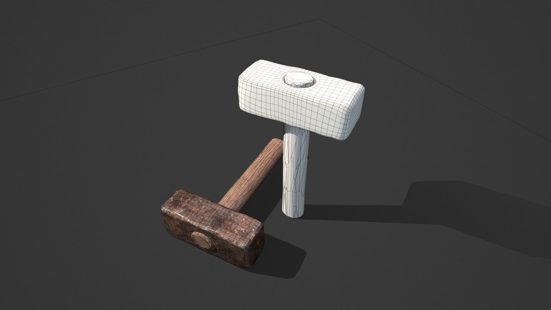 Blacksmith Iron Hammer Game Prop - Medieval Asset Low-poly 3D model_6