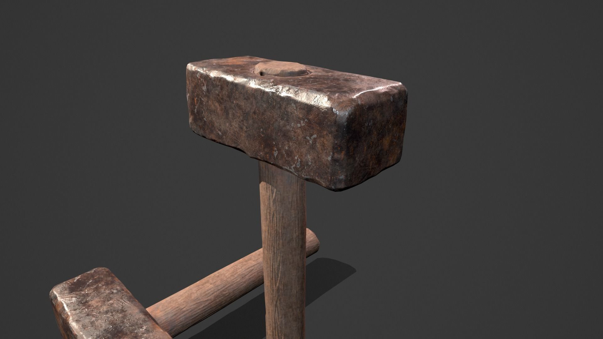 Blacksmith Iron Hammer Game Prop - Medieval Asset Low-poly 3D model_3