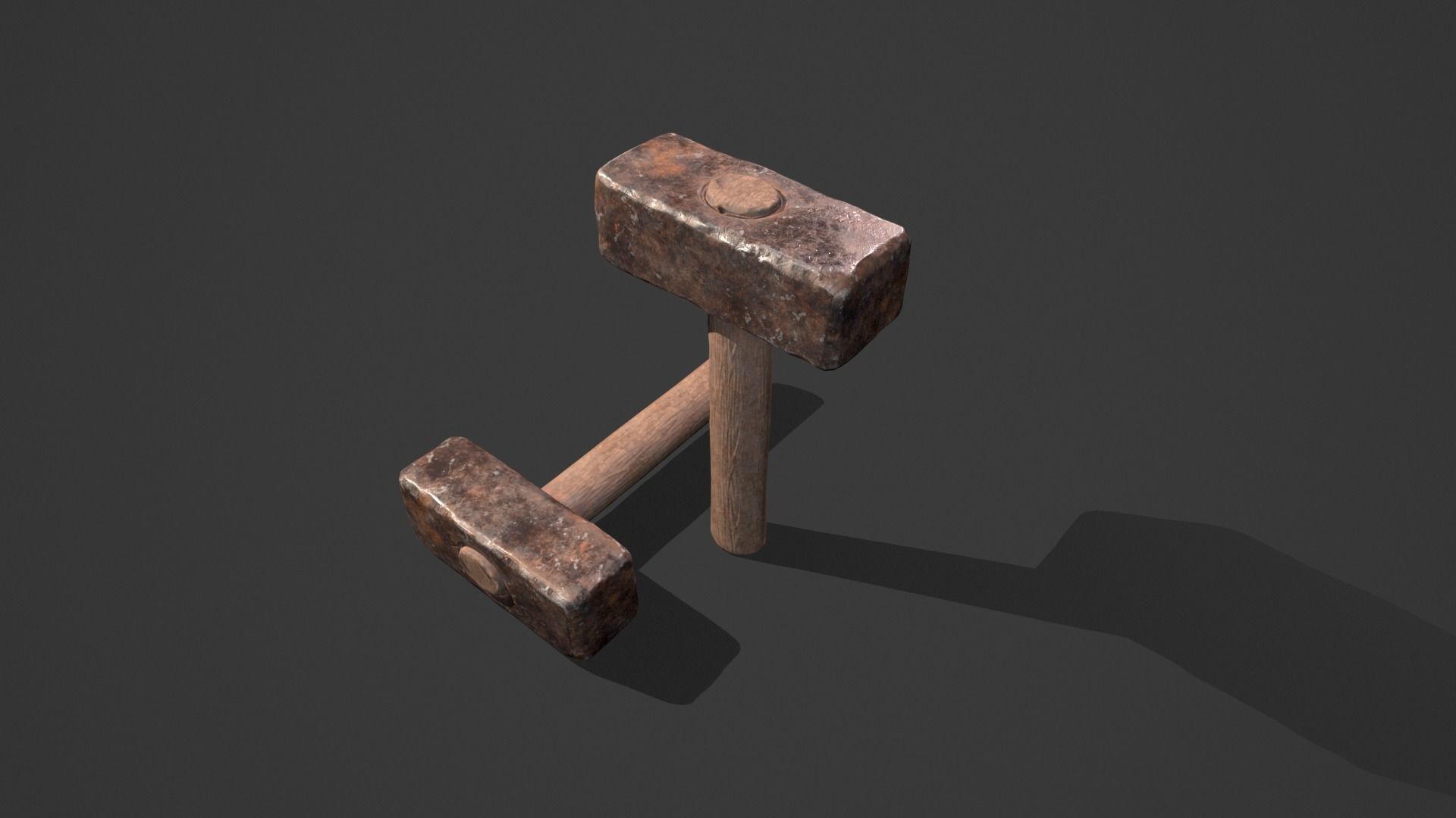Blacksmith Iron Hammer Game Prop - Medieval Asset Low-poly 3D model_2