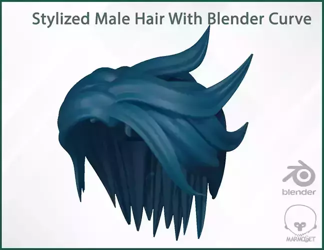 Stylize Male Hair with Blender curve 3