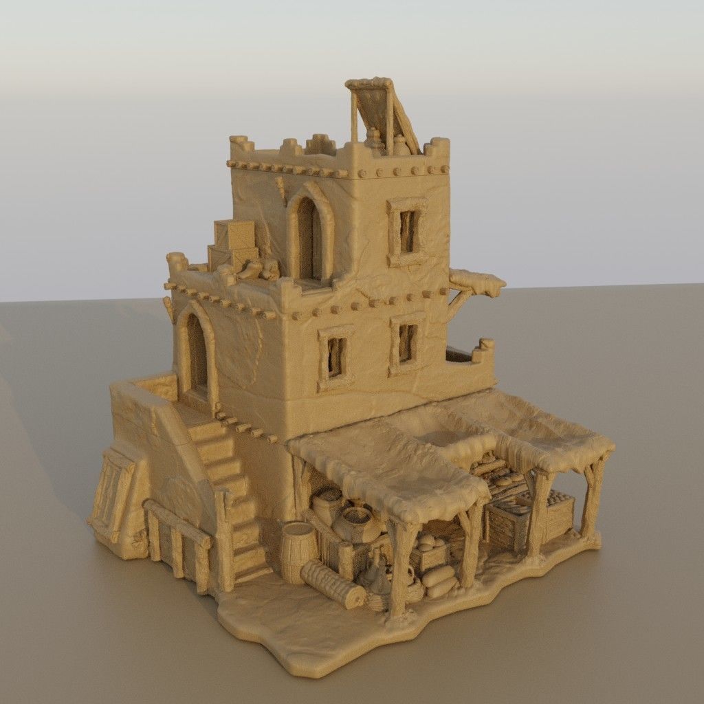 Arabian Merchant House Tabletop Terrain 28 MM 3D print model_8