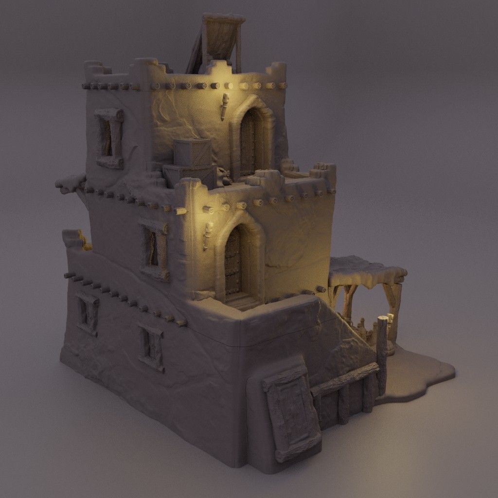 Arabian Merchant House Tabletop Terrain 28 MM 3D print model_1